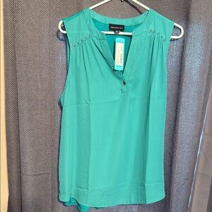 Green Smocked Buttoned Blouse